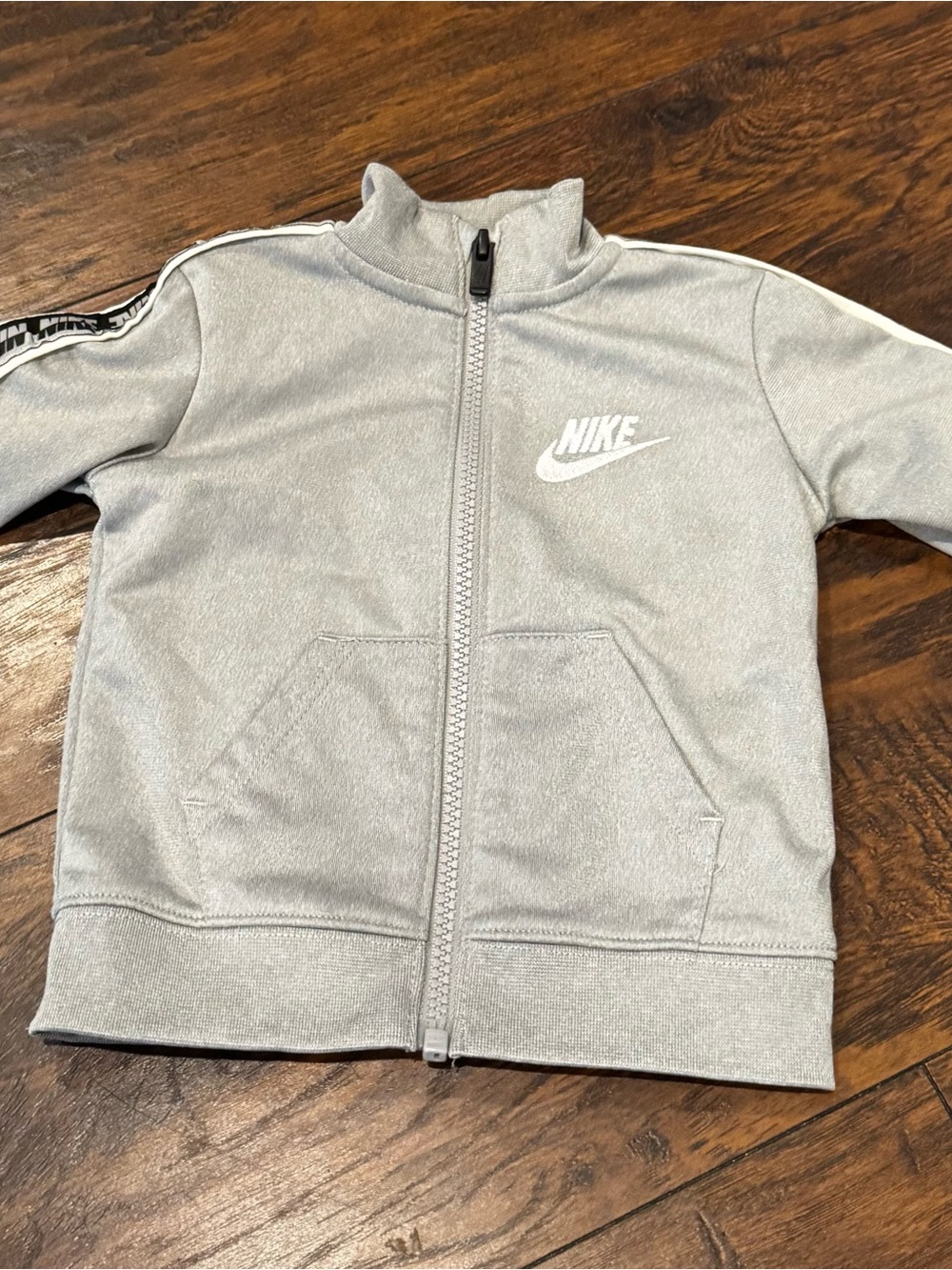Nike Baby 12M Gray Full Zip Track Jacket Logo Tape